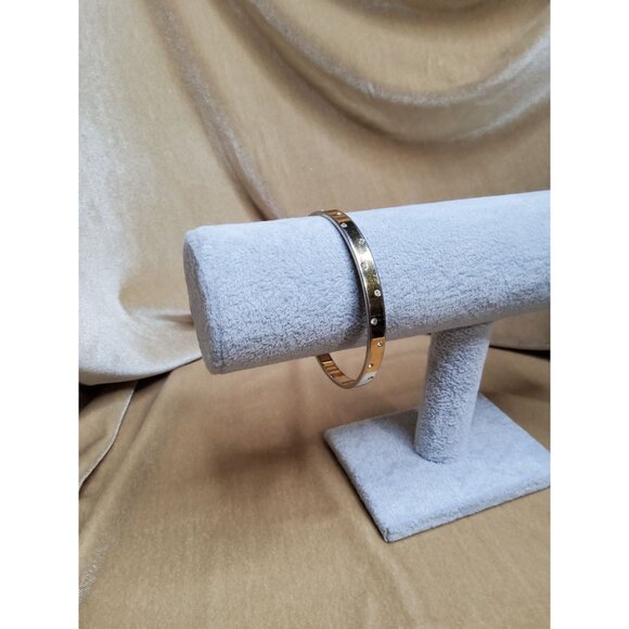 Vintage Vintage Swarovski Crystal Goldtone / Silvertone Bangle Bracelet, prelove - Picture 3 of 16